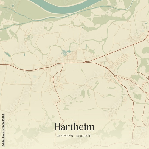 Obraz na płótnie Vintage map of Hartheim, Austria. w salonie