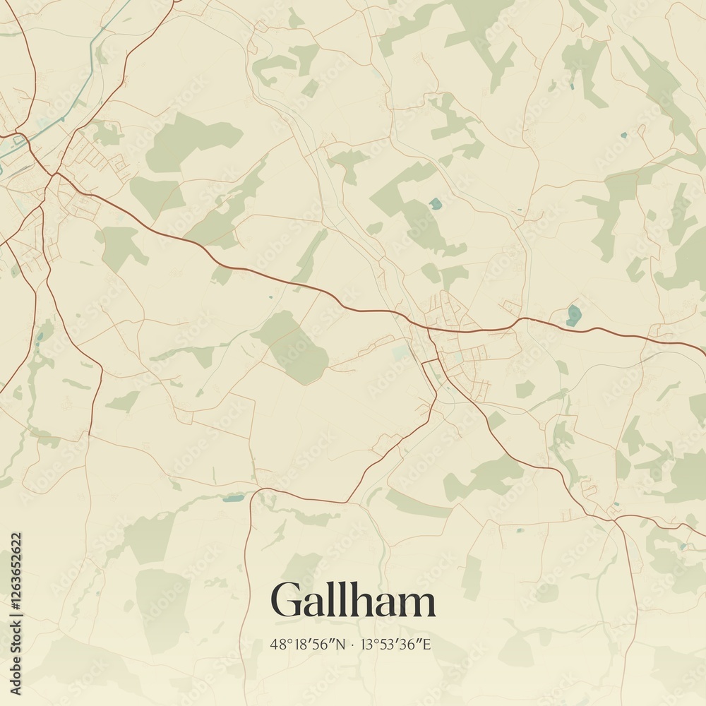 Vintage map of Gallham, Austria.