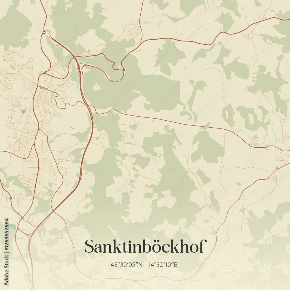 Vintage map of Sanktinböckhof, Austria.