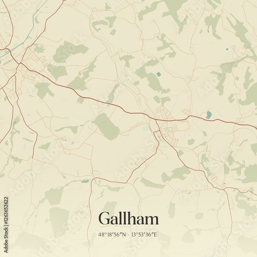 Obraz na płótnie Vintage map of Gallham, Austria. w salonie