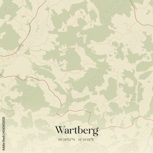 Vintage map of Wartberg, Austria.