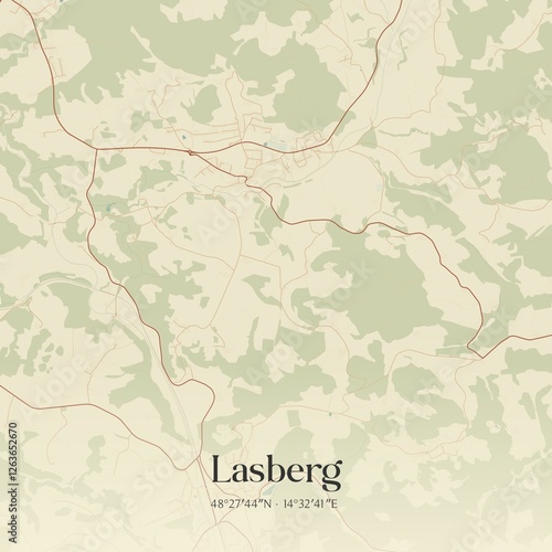Obraz na płótnie Vintage map of Lasberg, Austria. w salonie