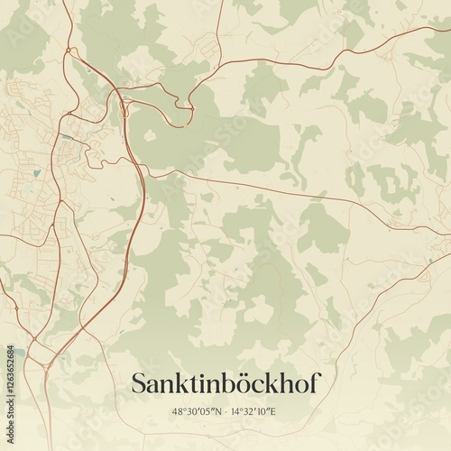 Obraz na płótnie Vintage map of Sanktinböckhof, Austria. w salonie