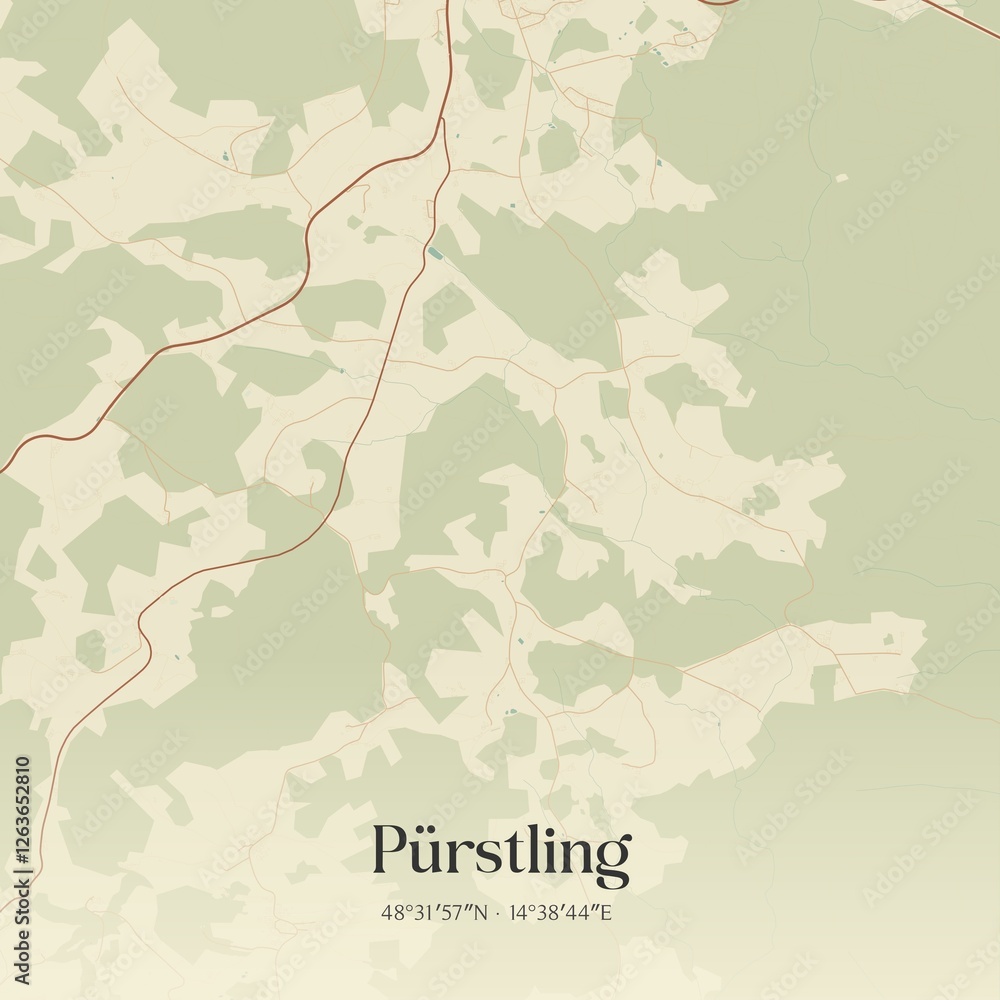 Vintage map of Pürstling, Austria.