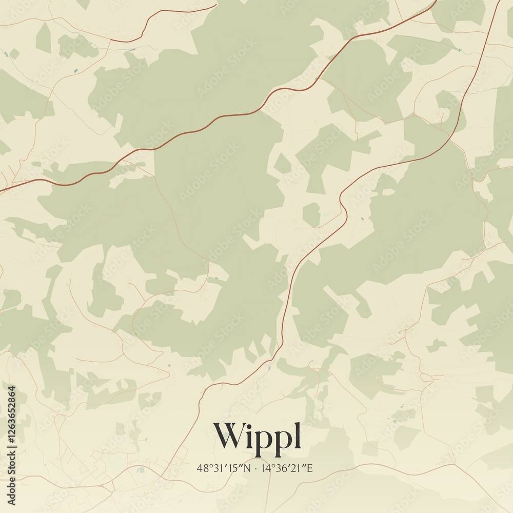Vintage map of Wippl, Austria.