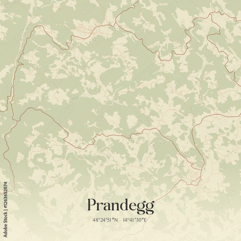 Vintage map of Prandegg, Austria.