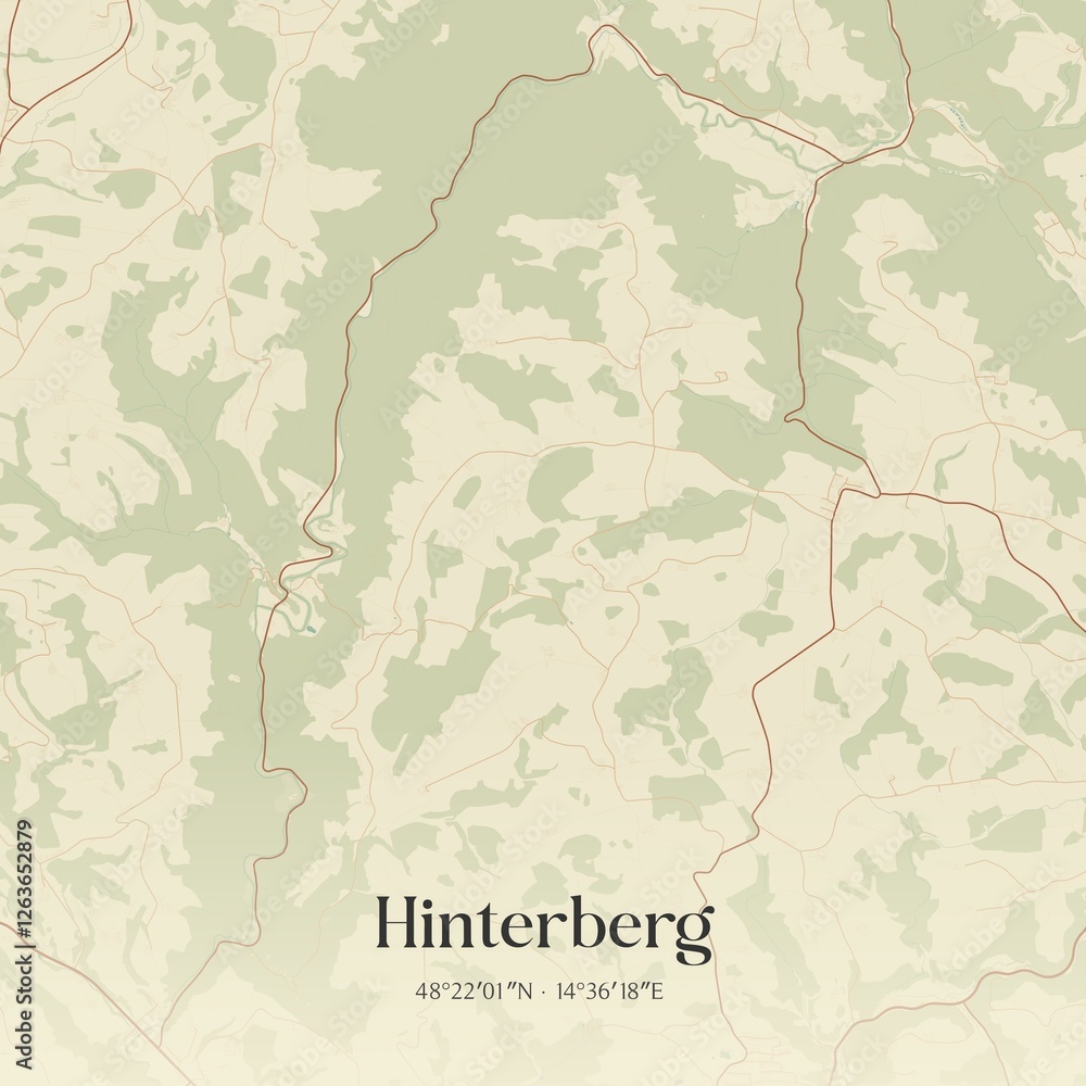 Vintage map of Hinterberg, Austria.