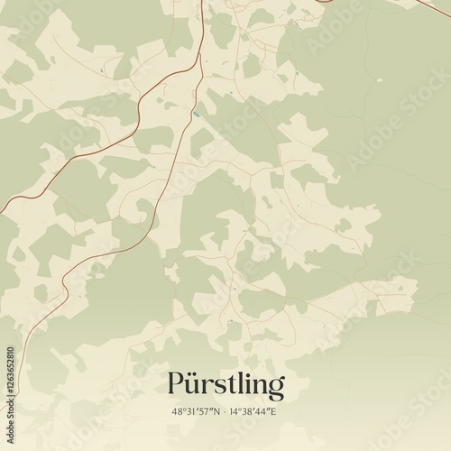 Obraz na płótnie Vintage map of Pürstling, Austria. w salonie