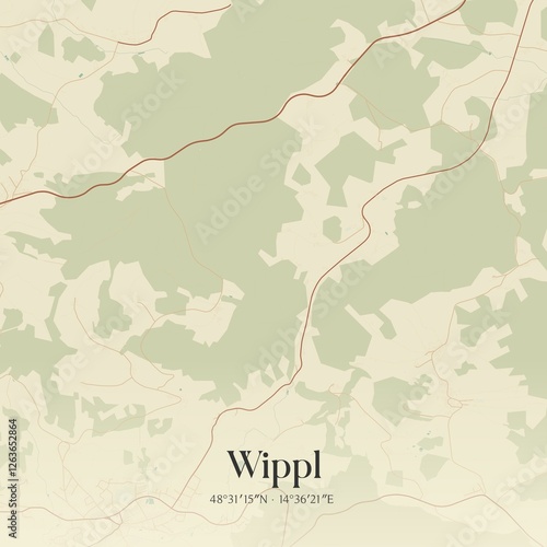 Obraz na płótnie Vintage map of Wippl, Austria. w salonie