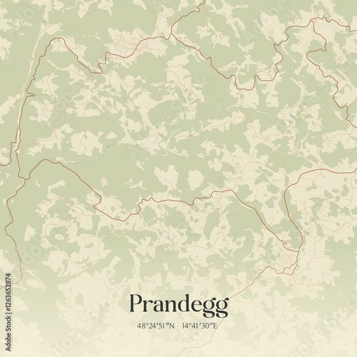 Obraz na płótnie Vintage map of Prandegg, Austria. w salonie