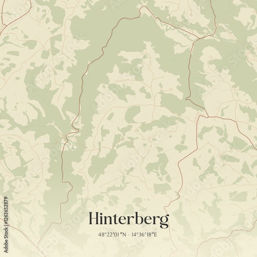 Obraz na płótnie Vintage map of Hinterberg, Austria. w salonie