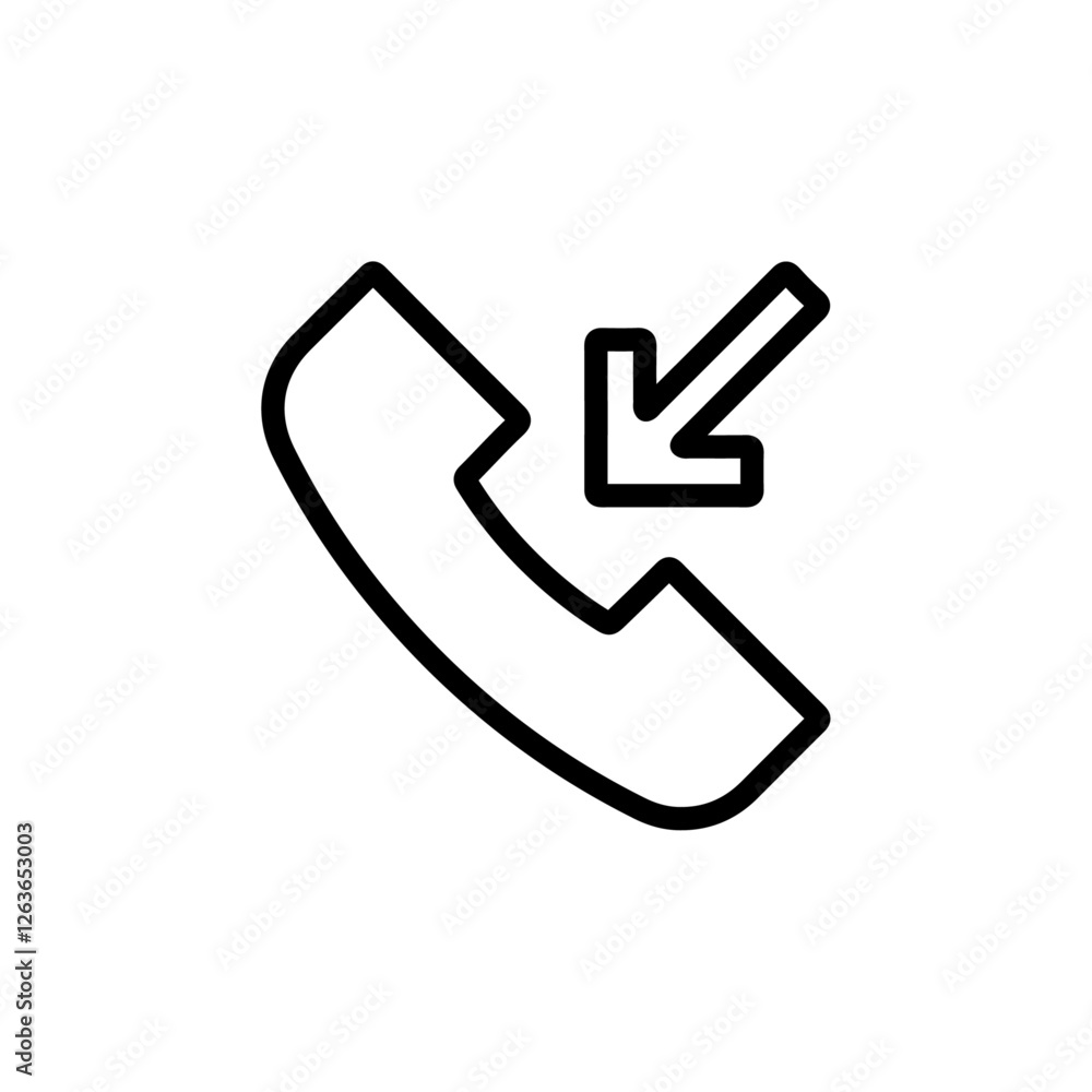 incoming call iconVector illustration in black incoming call iconVector illustration in black