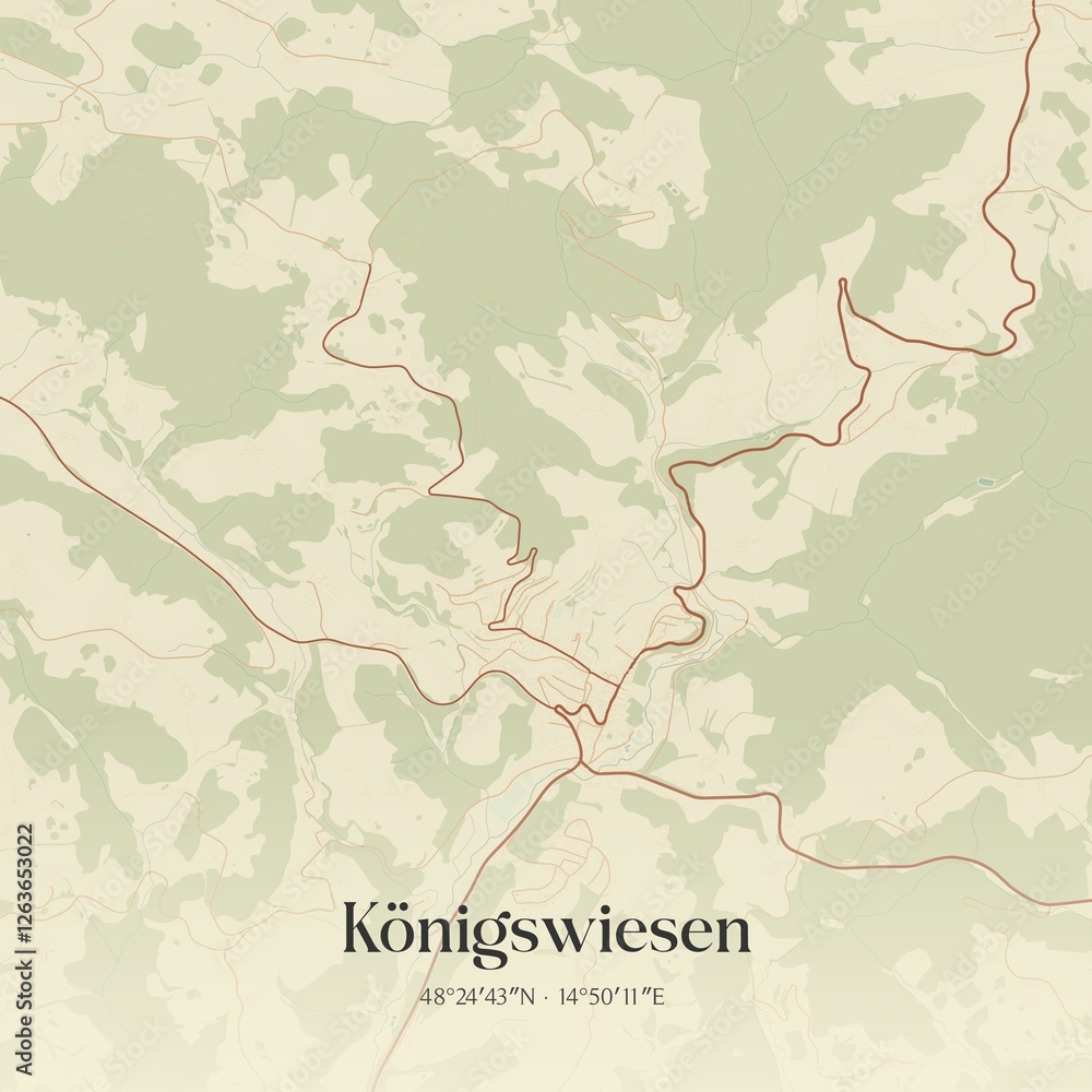 Vintage map of Königswiesen, Austria.