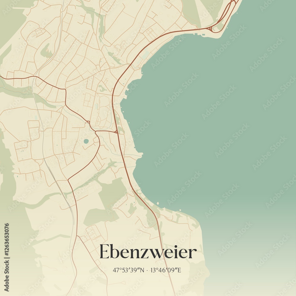 Vintage map of Ebenzweier, Austria.
