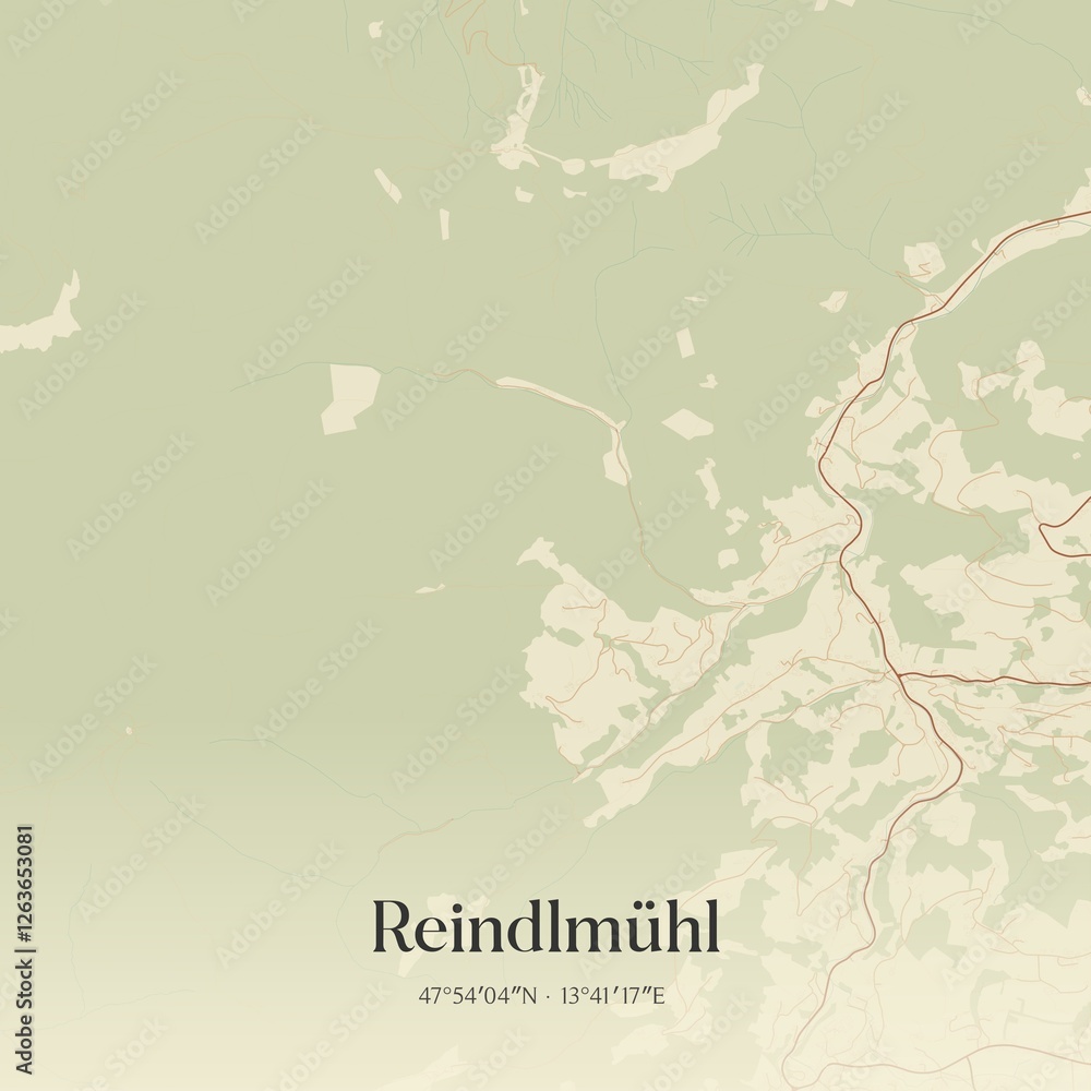 Vintage map of Reindlmühl, Austria.
