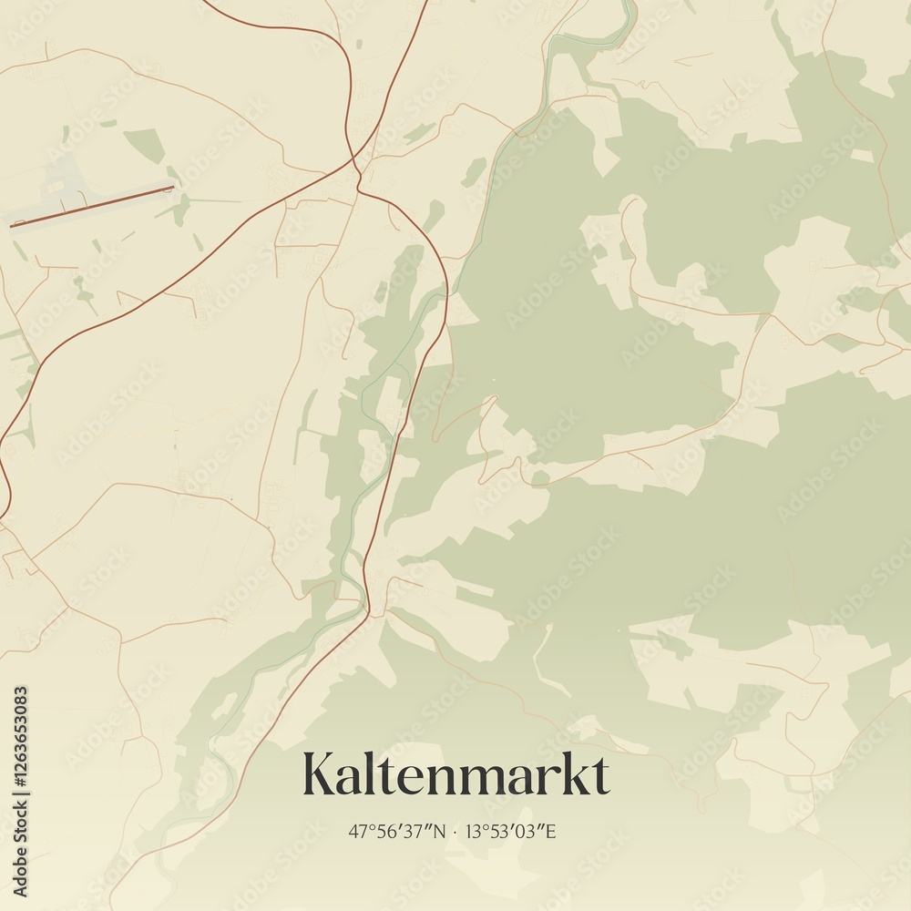 Vintage map of Kaltenmarkt, Austria.