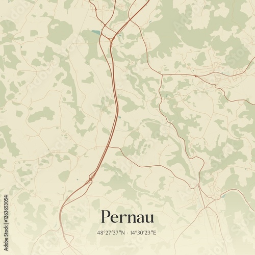 Obraz na płótnie Vintage map of Pernau, Austria. w salonie