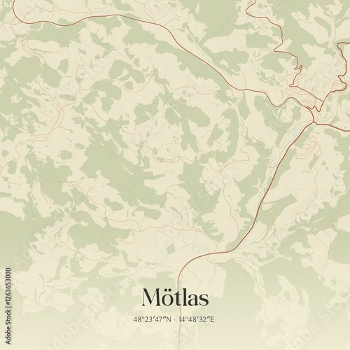 Obraz na płótnie Vintage map of Mötlas, Austria. w salonie