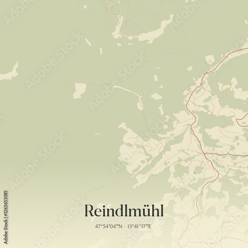 Obraz na płótnie Vintage map of Reindlmühl, Austria. w salonie
