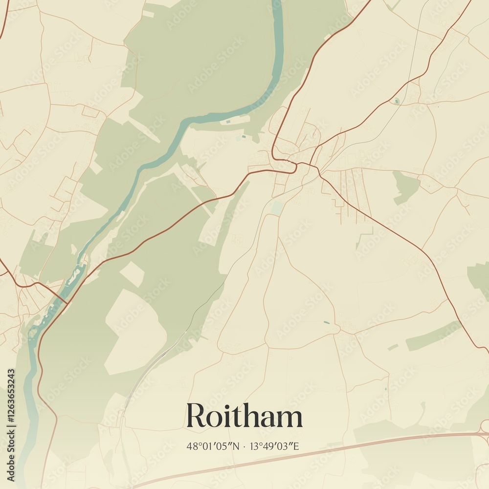 Vintage map of Roitham, Austria.