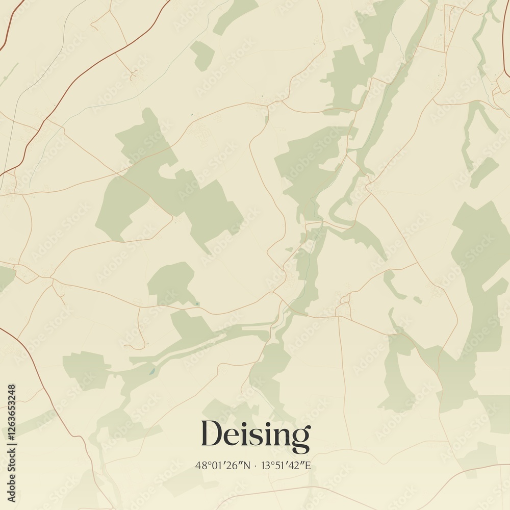 Vintage map of Deising, Austria.
