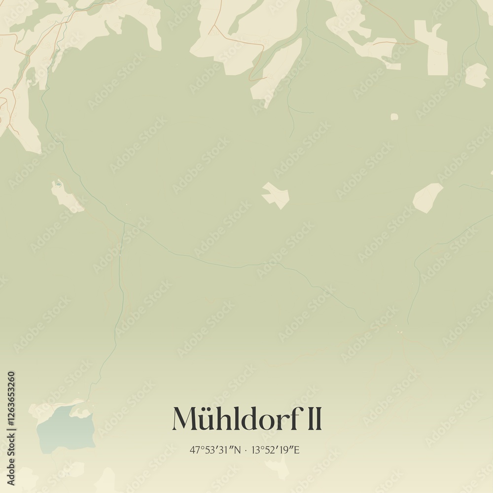 Vintage map of Mühldorf II, Austria.