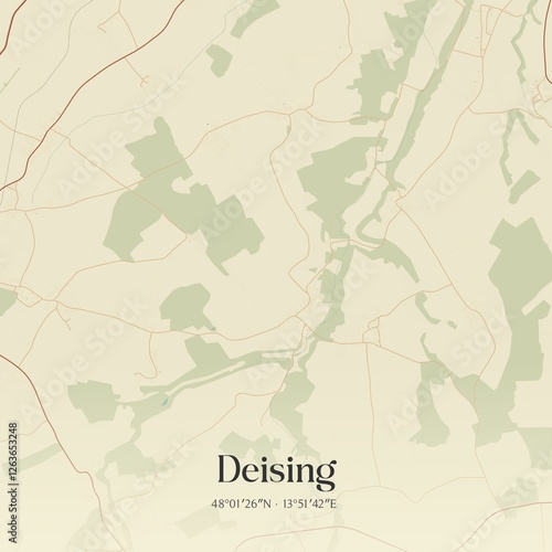 Obraz na płótnie Vintage map of Deising, Austria. w salonie