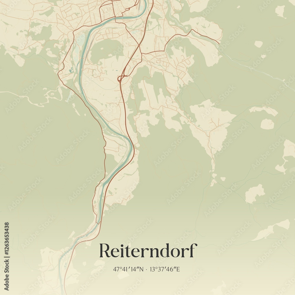 Vintage map of Reiterndorf, Austria.