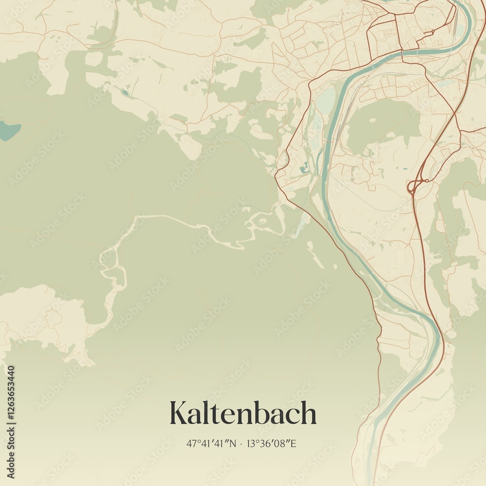 Vintage map of Kaltenbach, Austria.