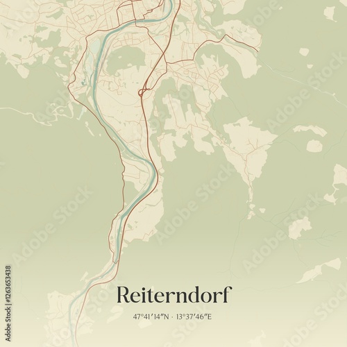 Obraz na płótnie Vintage map of Reiterndorf, Austria. w salonie