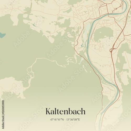 Obraz na płótnie Vintage map of Kaltenbach, Austria. w salonie