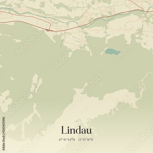 Obraz na płótnie Vintage map of Lindau, Austria. w salonie