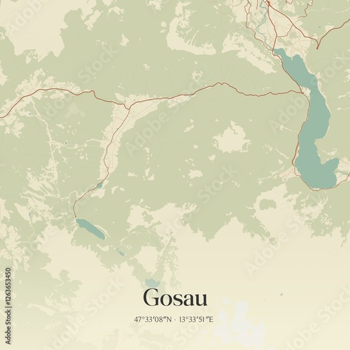 Obraz na płótnie Vintage map of Gosau, Austria. w salonie