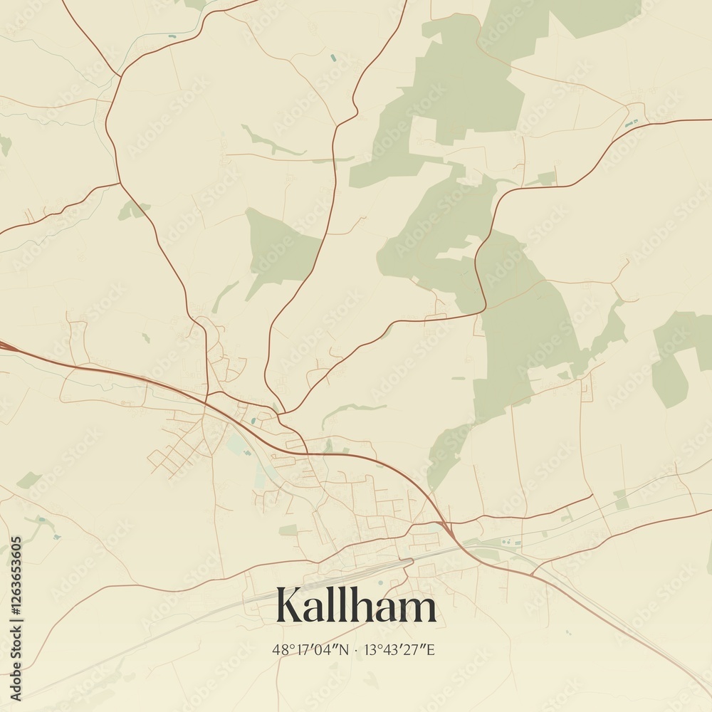 Vintage map of Kallham, Austria.