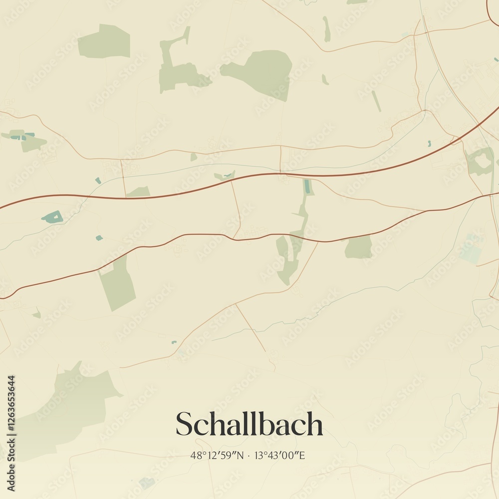 Fototapeta premium Vintage map of Schallbach, Austria.