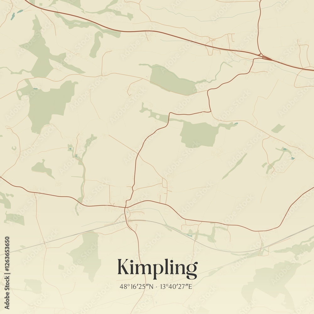 Vintage map of Kimpling, Austria.