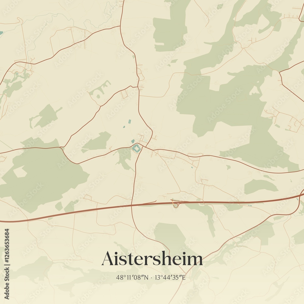 Fototapeta premium Vintage map of Aistersheim, Austria.