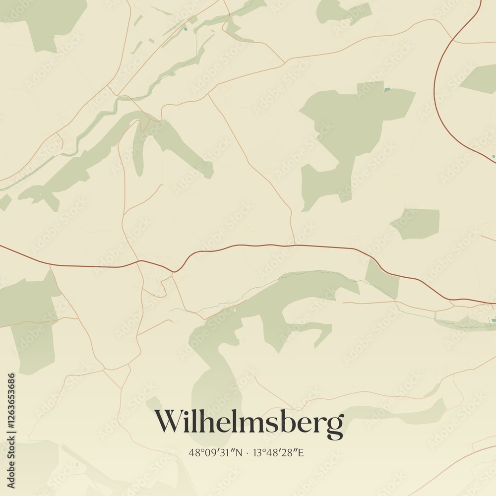 Vintage map of Wilhelmsberg, Austria.