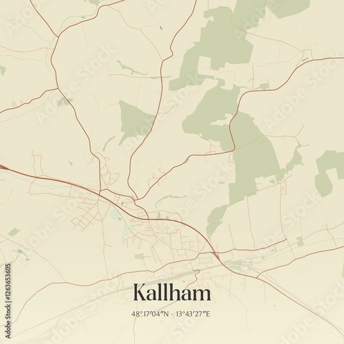 Obraz na płótnie Vintage map of Kallham, Austria. w salonie