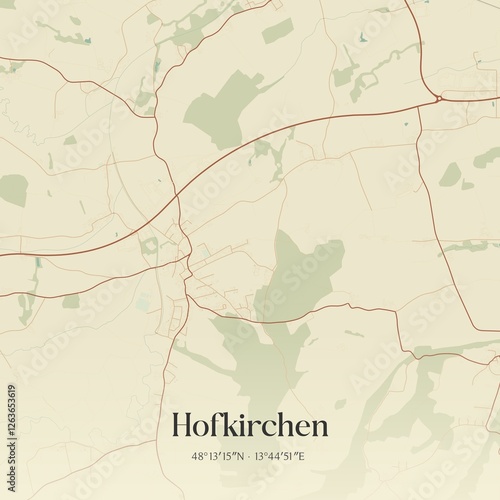 Vintage map of Hofkirchen, Austria.