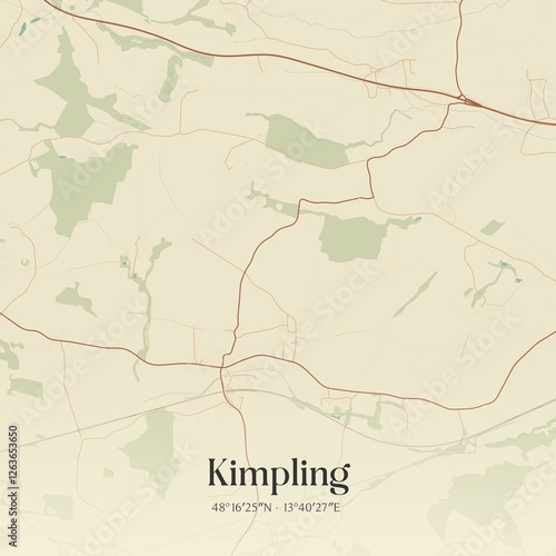Obraz na płótnie Vintage map of Kimpling, Austria. w salonie