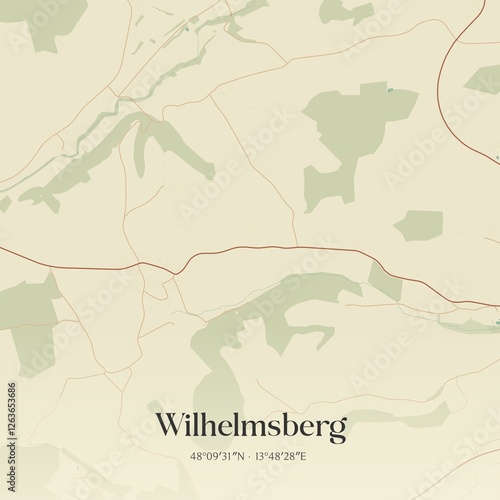 Obraz na płótnie Vintage map of Wilhelmsberg, Austria. w salonie