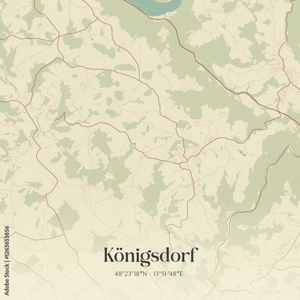 Fototapeta premium Vintage map of Königsdorf, Austria.