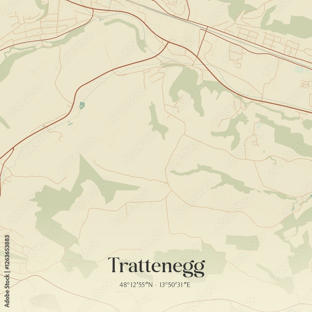 Vintage map of Trattenegg, Austria.