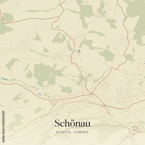 Vintage map of Schönau, Austria.