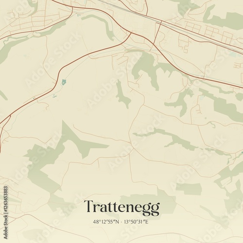 Obraz na płótnie Vintage map of Trattenegg, Austria. w salonie