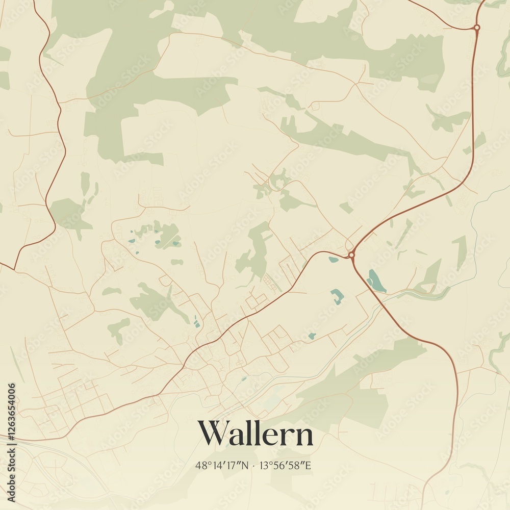 Vintage map of Wallern, Austria.