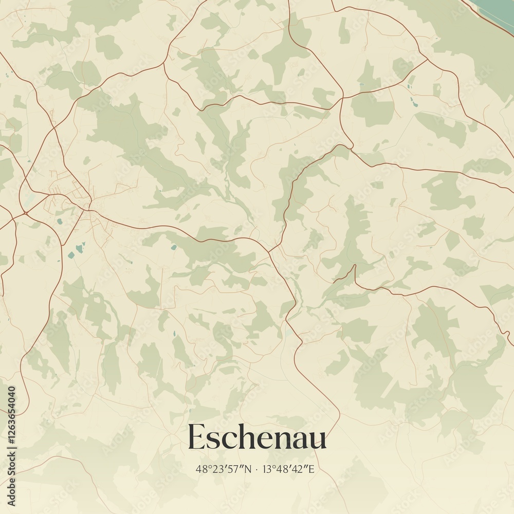 Vintage map of Eschenau, Austria.