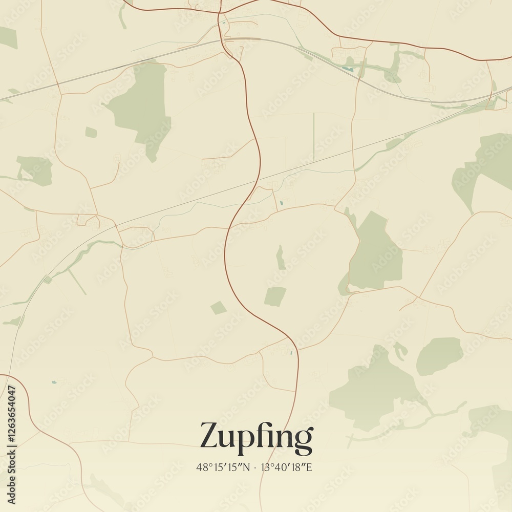 Vintage map of Zupfing, Austria.