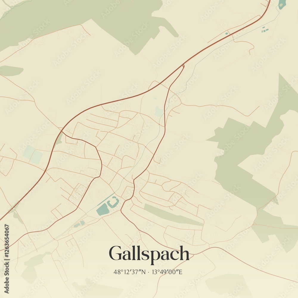 Vintage map of Gallspach, Austria.